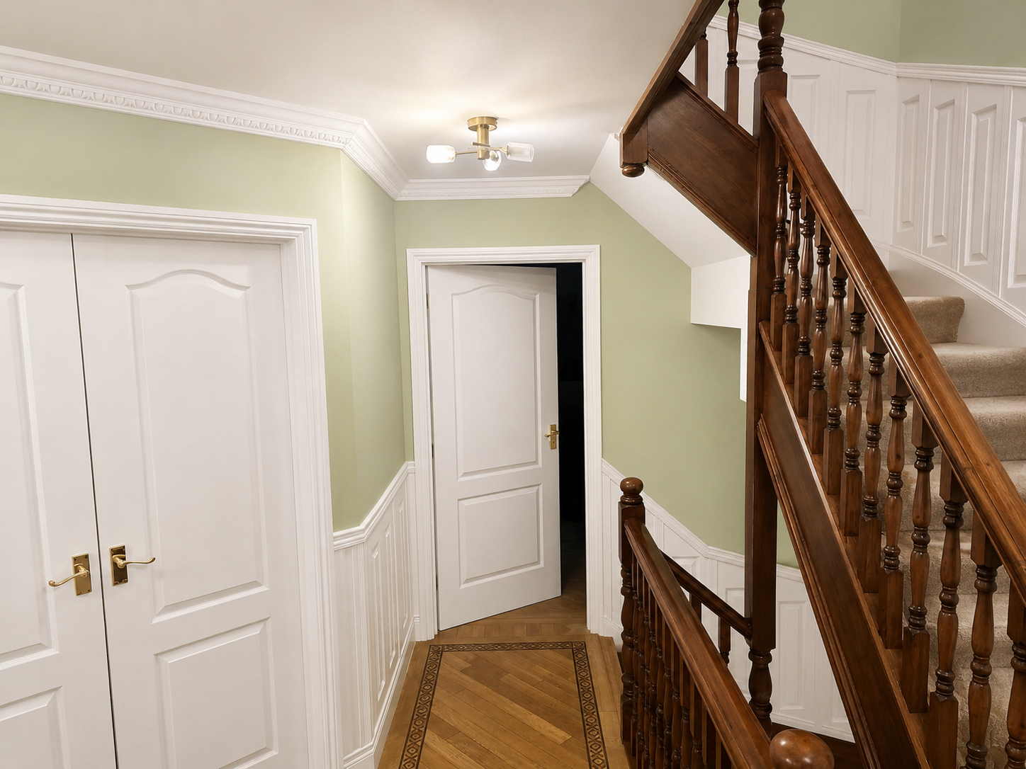 Hallway and staircase decorated by Essex Decorating Solutions in Basildon, Essex